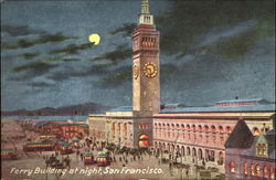 Ferry Building At Night Postcard