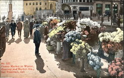 Flower Market In Winter, Kearney and Market Sts. San Francisco, CA Postcard Postcard