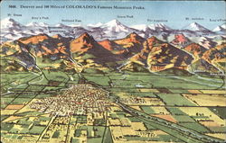 Denver And 100 Miles Of Colorado's Famous Mountain Peaks Postcard