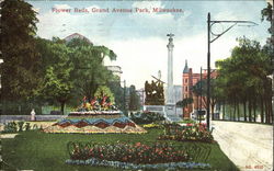 Flower Beds, Grand Avenue Park Postcard
