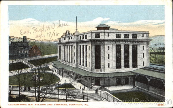 Lackawanna R. R. Station And Terraces Scranton Pennsylvania