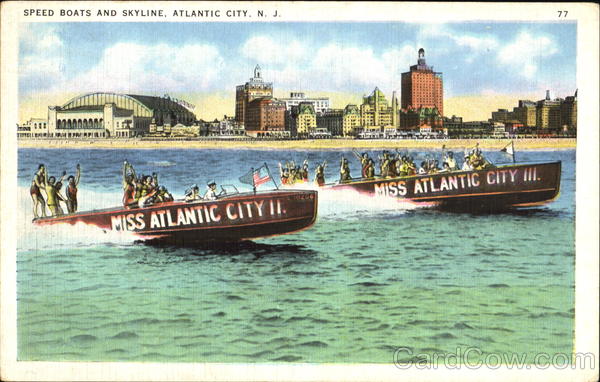 Speed Boats And Skyline Atlantic City New Jersey