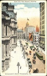 East City Hall Square, Showing Wanamaker's Store Postcard