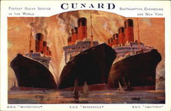 Cunard Maurentania Berengaria Aquitania Postcard