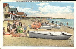 Looking East At Hawk's Nest Beach Sound View, CT Postcard Postcard