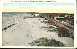 General View Of Boardwalk And Beach Wildwood, NJ Postcard Postcard