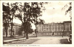 New High School And Junior High Plattsburgh, NY Postcard Postcard