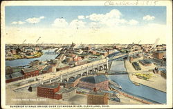 Superior Avenue Bridge Over Cuyahoga River Cleveland, OH Postcard Postcard