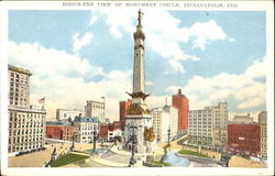Bird's Eye View Of Monument Circle Postcard