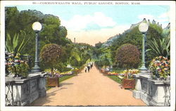 Commonwelath Mall, Public Garden Boston, MA Postcard Postcard