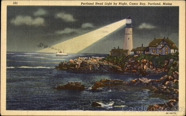 Portland Head Light By Night, Casco Bay Maine