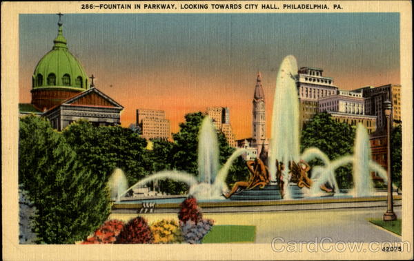 Fountain In Parkway Looking Towards City Hall Philadelphia Pennsylvania