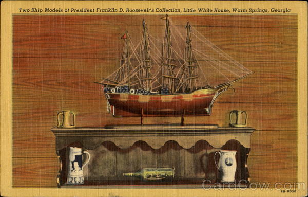 Two Ship Models Of President Franklin D. Roosevelt's Collection, Little White House Warm Springs Georgia