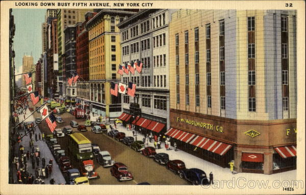 Looking Down Busy Fifth Avenue New York