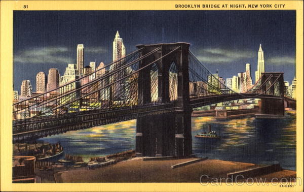 Brooklyn Bridge At Night New York City