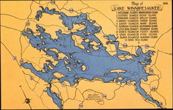 Map Of Lake Winnipesaukee New Hampshire Postcard Postcard