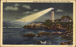 Portland Head Light By Night, Casco Bay Maine Postcard Postcard