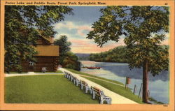 Porter Lake And Paddle Boats, Forest Park Springfield, MA Postcard Postcard