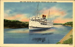 New York Boston Boat Passing Through Cape Cod Canal Massachusetts Boats, Ships Postcard Postcard