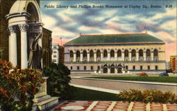 Public Library And Phillips Brooks Monument At Copley Sq. Postcard
