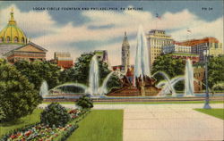 Logan Circle Fountain And Philadelphia Pa Skyline Postcard