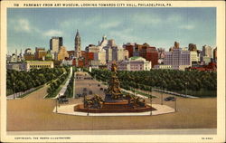 Parkway From Art Museum Looking Towards City Hall Postcard