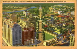 Bird's - Eye View From City Hall, Benjamin Franklin Parkway Postcard