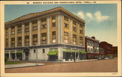 Masonic Building And Pennsylvania Hotel Tyrone, PA Postcard Postcard