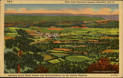 View From Tuscarora Summit Scenic, PA Postcard Postcard