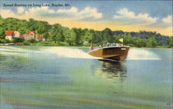 Speed Boating On Long Lake Postcard