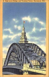 High Level Bridge And Terminal Tower Cleveland, OH Postcard Postcard