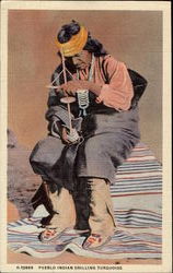 Pueblo Indian Drilling Turquoise Postcard