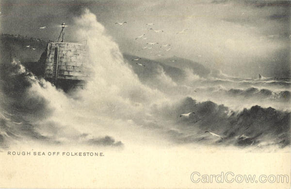 Tuck's series 802 Rough Sea off Folkestone Artist Signed