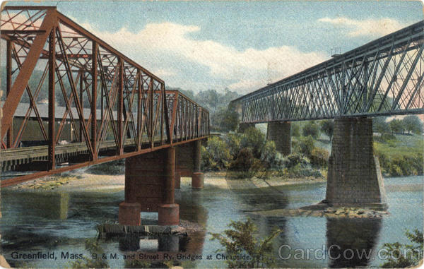 Bridges at Cheapside, B & M. and Street Ry Greenfield Massachusetts