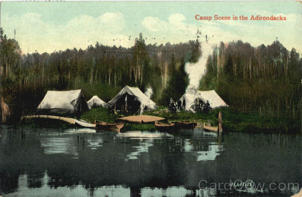 Camp Scene in the Adirondacks New York