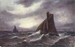 Tuck's Oilette Fishing Boats Off Blackpool Postcard