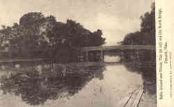 Battle Ground and Minute Man (at left) and Old North Bridge Concord, MA Postcard Postcard