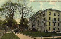 State Street and Central High School Springfield, MA Postcard Postcard