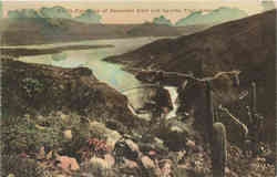 Bird's-Eye View of Roosevelt Dam and Apache Trail Postcard