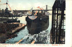 Launching of the U. S. Battleship "Connecticut" Brooklyn Navy Yard New York Battleships Postcard Postcard