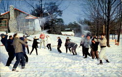An Old Fashioned Snowball Fight At Honeymoon Haven Postcard