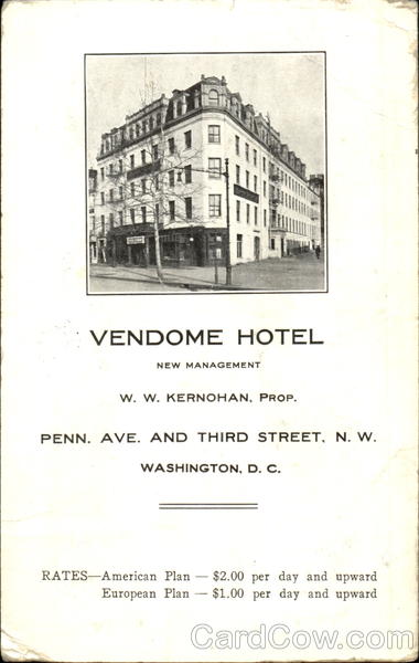 Vendome Hotel Washington District of Columbia Washington DC