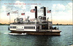Ferry Boat Between San Diego And Coronado Postcard