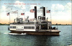 Ferry Boat Between San Diego And Coronado California Ferries Postcard Postcard