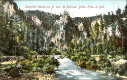 Spearfish Canon On B. And M. Railroad Postcard