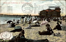 Beach And Auditorium Ocean Park, CA Postcard Postcard