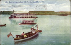 Boats On Irrigation Dam Belle Fourche, SD Postcard Postcard