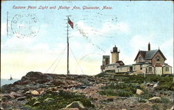 Eastern Point Light And Mother Ann Gloucester, MA Postcard Postcard