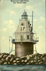 Breakwater Light House New Haven, CT Postcard Postcard