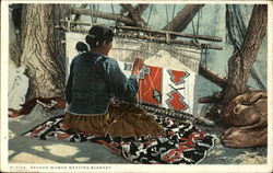Navaho Woman Weaving Blanket Postcard